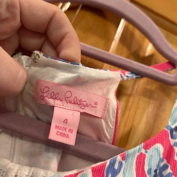 Lilly Pulitzer Pink Blue Floral Halter Top Size 4 Sleeveless Summer - Picture 6 of 11